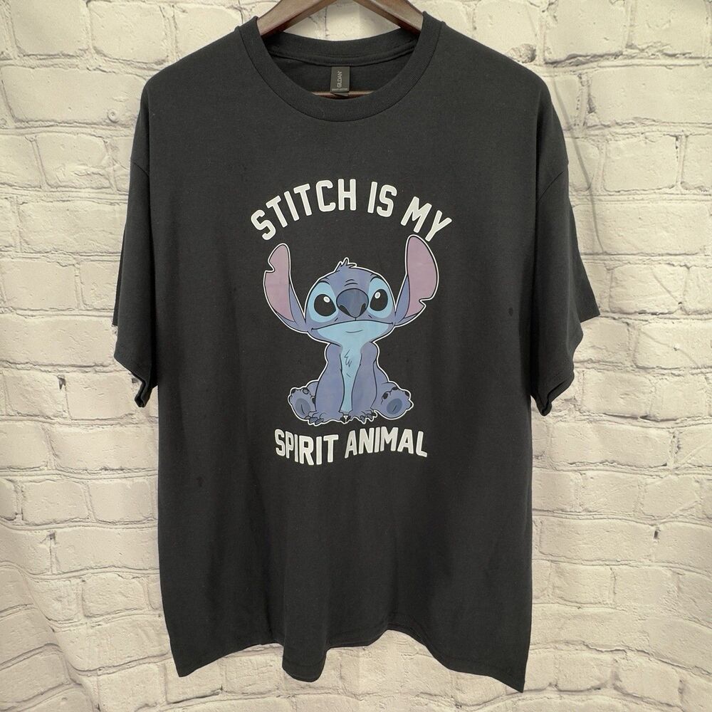 Stitch Is My Spirit Animal Tee Shirt Unisex Size XL? Lilo & Stitch Disney Black